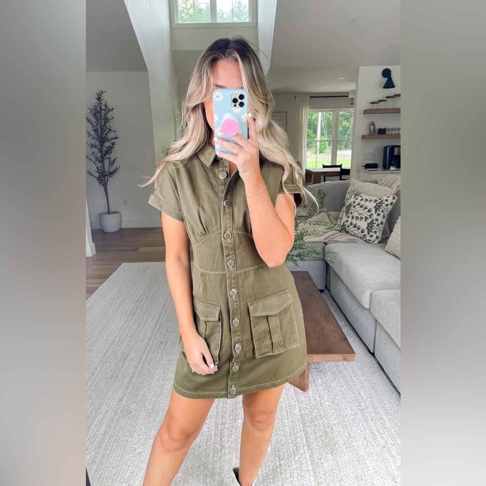 Olive Cargo Denim Dress - never worn
